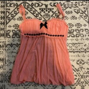 Vintage Frederick's of Hollywood Lingerie L Babydoll Slip Sheer Burlesque Y2K